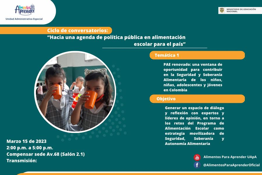 Este miércoles inician los conversatorios sobre Alimentación Escolar y la agenda de política pública